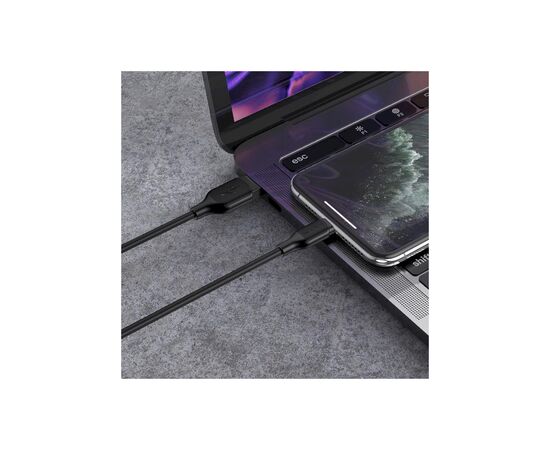 Дата кабель USB 2.0 AM to Lightning 1.0m 2.4A silicone BX42 black BOROFONE (6931474736727), изображение 5 Дата кабель USB 2.0 AM to Lightning 1.0m 2.4A silicone BX42 black BOROFONE (6931474736727), изображение 5