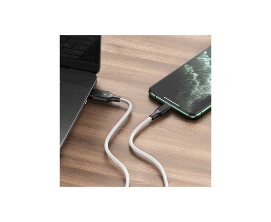 Дата кабель USB 2.0 AM to Lightning 1.0m 2.4A silicone BX42 white BOROFONE (6931474736734), изображение 4 Дата кабель USB 2.0 AM to Lightning 1.0m 2.4A silicone BX42 white BOROFONE (6931474736734), изображение 4