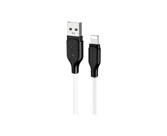 Дата кабель USB 2.0 AM to Lightning 1.0m 2.4A silicone BX42 white BOROFONE (6931474736734)