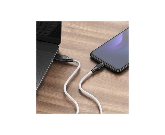 Дата кабель USB 2.0 AM to USB-C 1.0m 3A silicone BX42 white BOROFONE (6931474736772), изображение 4 Дата кабель USB 2.0 AM to USB-C 1.0m 3A silicone BX42 white BOROFONE (6931474736772), изображение 4