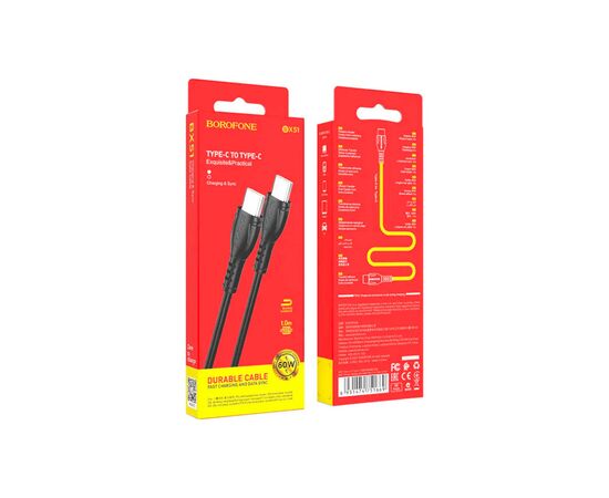 Дата кабель USB-C to USB-C 1.0m 60W Triumph BX51 black BOROFONE (6931474751669), изображение 5 Дата кабель USB-C to USB-C 1.0m 60W Triumph BX51 black BOROFONE (6931474751669), изображение 5