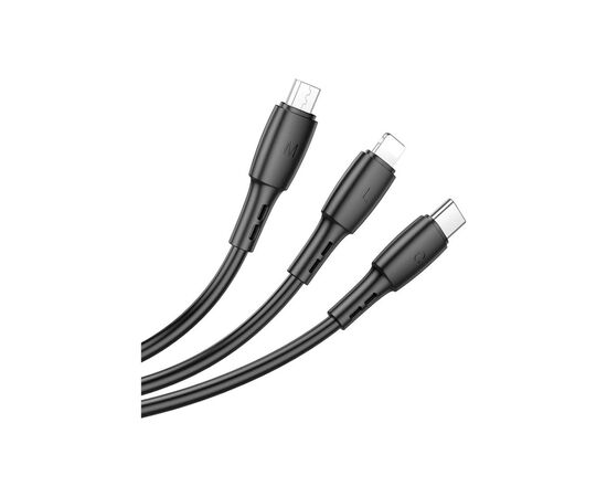 Дата кабель USB 2.0 AM to Lightning+USB-C+Micro 5P 1.0m 2A PVC BX71 black BOROFONE (6974443384543), изображение 2 Дата кабель USB 2.0 AM to Lightning+USB-C+Micro 5P 1.0m 2A PVC BX71 black BOROFONE (6974443384543), изображение 2
