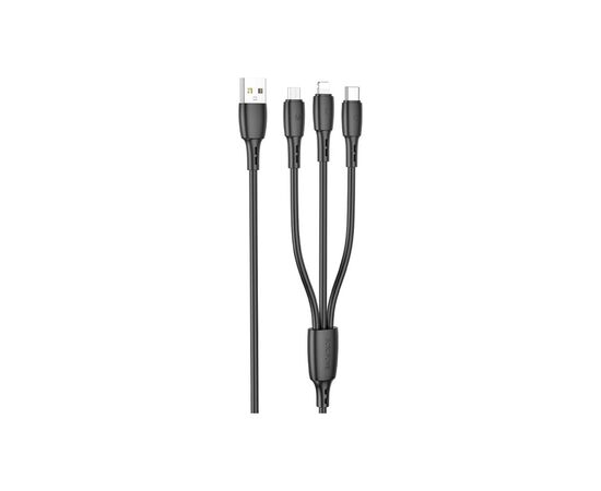 Дата кабель USB 2.0 AM to Lightning+USB-C+Micro 5P 1.0m 2A PVC BX71 black BOROFONE (6974443384543)