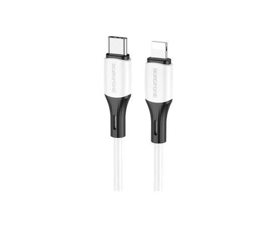 Дата кабель USB-C to Lightning 1.0m 3A 20W silicone BX79 white BOROFONE (6974443384734)