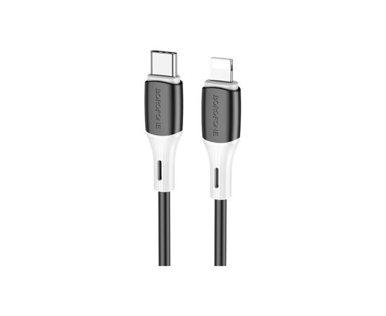 Дата кабель USB-C to Lightning 1.0m 3A 20W silicone BX79 black BOROFONE (6974443384727)