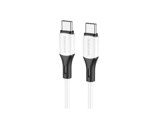 Дата кабель USB-C to USB-C 1.0m 3A 60W silicone BX79 white BOROFONE (6974443384819)