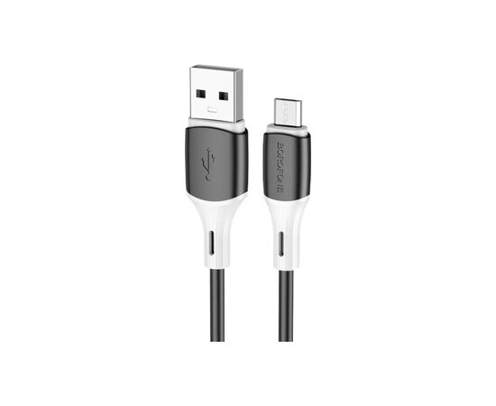 Дата кабель USB 2.0 AM to Micro 5P 1.0m 2.4A silicone BX79 black BOROFONE (6974443384765)