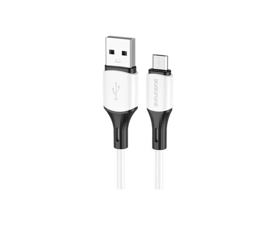 Дата кабель USB 2.0 AM to Micro 5P 1.0m 2.4A silicone BX79 white BOROFONE (6974443384772)