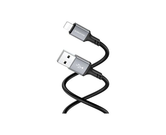 Дата кабель USB 2.0 AM to Lightning Famous silicone BX83 black BOROFONE (6974443386356), изображение 2 Дата кабель USB 2.0 AM to Lightning Famous silicone BX83 black BOROFONE (6974443386356), изображение 2
