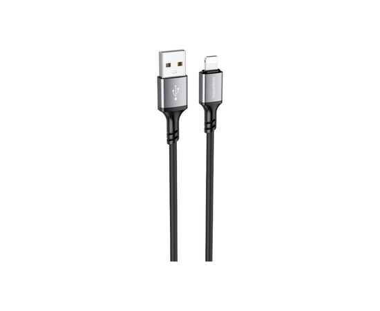 Дата кабель USB 2.0 AM to Lightning Famous silicone BX83 black BOROFONE (6974443386356)