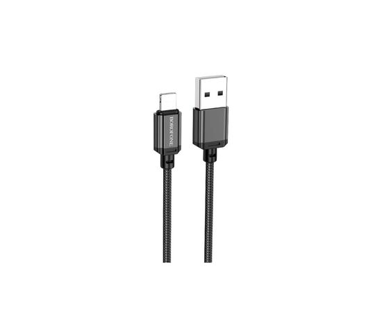 Дата кабель USB 2.0 AM to Lightning 1.0m 2.4A nylon BX87 black BOROFONE (6974443389005), изображение 2 Дата кабель USB 2.0 AM to Lightning 1.0m 2.4A nylon BX87 black BOROFONE (6974443389005), изображение 2