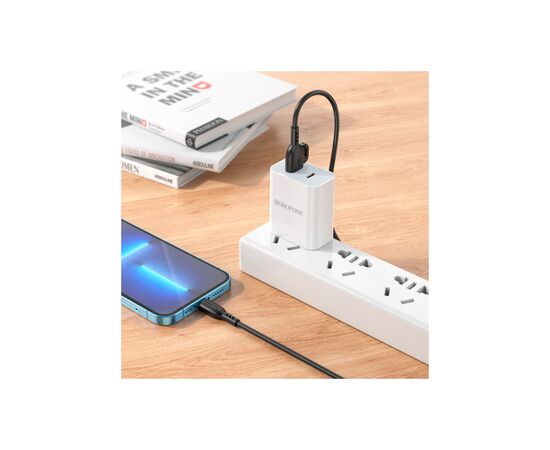 Дата кабель USB 2.0 AM to Lightning 1.0m 2.4A PVC BX91 black BOROFONE (6974443389883), изображение 5 Дата кабель USB 2.0 AM to Lightning 1.0m 2.4A PVC BX91 black BOROFONE (6974443389883), изображение 5