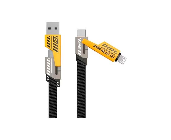 Дата кабель USB-C + USB-A to Lightning+USB-C 1.0m 65W X207 black WUW (6972573336524)