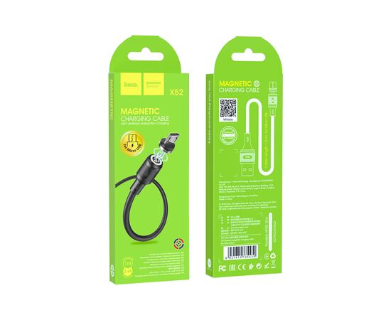 Дата кабель USB 2.0 AM to Micro 5P 1.0m 2.4A magnetic PVC X52 black HOCO (6931474735539), изображение 5 Дата кабель USB 2.0 AM to Micro 5P 1.0m 2.4A magnetic PVC X52 black HOCO (6931474735539), изображение 5