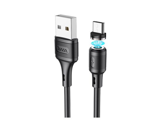 Дата кабель USB 2.0 AM to Micro 5P 1.0m 2.4A magnetic PVC X52 black HOCO (6931474735539)