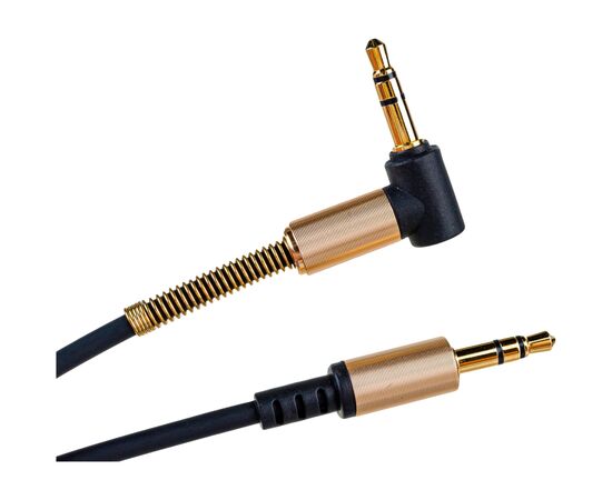 Кабель мультимедийный 3.5mm M to 3.5mm M 1.0m 90° corner Black HOCO (6957531025665), изображение 2 Кабель мультимедийный 3.5mm M to 3.5mm M 1.0m 90° corner Black HOCO (6957531025665), изображение 2