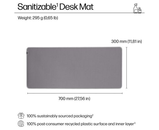 Коврик для мышки HP 205 Sanitizable XL Speed/Control Grey (8X596AA), изображение 5 Коврик для мышки HP 205 Sanitizable XL Speed/Control Grey (8X596AA), изображение 5