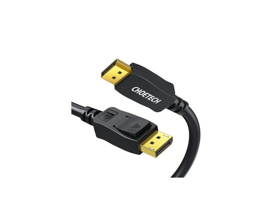 Кабель мультимедийный DisplayPort M to DisplayPort M 2.0m V1.4 8K60Hz Choetech (XDD01-V1-BK), изображение 3 Кабель мультимедийный DisplayPort M to DisplayPort M 2.0m V1.4 8K60Hz Choetech (XDD01-V1-BK), изображение 3