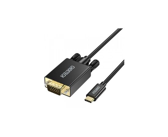 Кабель мультимедийный USB-C to VGA M 1.8m black Choetech (XCV-1801-BK), изображение 2 Кабель мультимедийный USB-C to VGA M 1.8m black Choetech (XCV-1801-BK), изображение 2