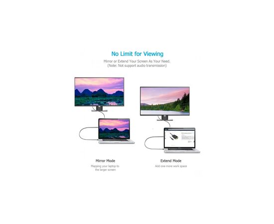 Кабель мультимедийный USB-C to VGA M 1.8m black Choetech (XCV-1801-BK), изображение 6 Кабель мультимедийный USB-C to VGA M 1.8m black Choetech (XCV-1801-BK), изображение 6