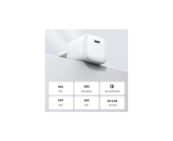 Зарядное устройство Ugreen CD319 Nexode Mini USB-C PD30W GaN White (15326), изображение 5 Зарядное устройство Ugreen CD319 Nexode Mini USB-C PD30W GaN White (15326), изображение 5