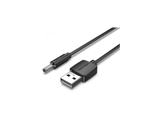 Кабель живлення USB to DC 3.5 1.0m 5V 2A PVC Black Vention (CEXBF)