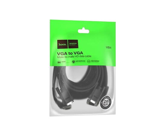 Кабель мультимедийный VGA M to VGA M 2.0m black HOCO (6942007628211), изображение 5 Кабель мультимедийный VGA M to VGA M 2.0m black HOCO (6942007628211), изображение 5