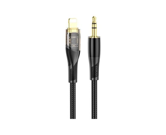 Кабель мультимедийный Lightning to 3.5mm M 1.0m black Black HOCO (6931474791153)
