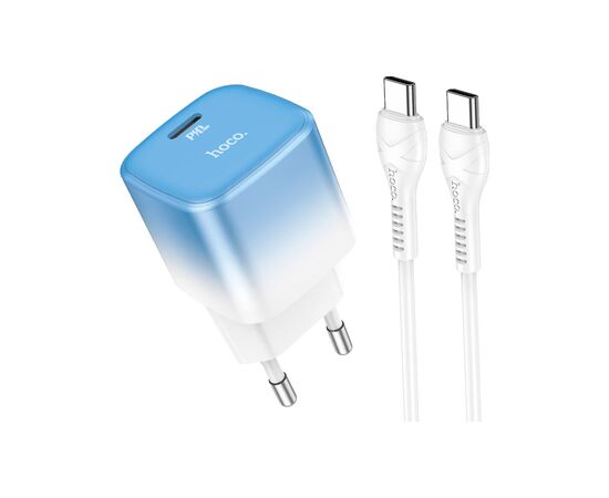 Зарядное устройство HOCO C101A USB-C PD20W + cable USB-C to USB-C Ice Blue (6931474769398)