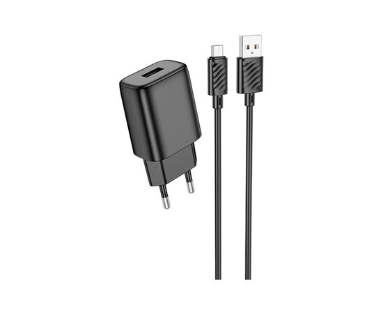 Зарядное устройство HOCO C134A Solid USB + cable USB to Micro 5P Black (6942007621335)