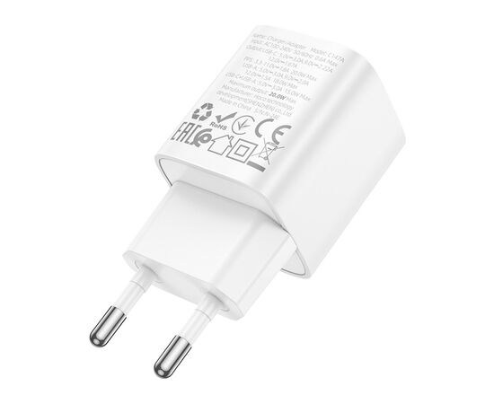 Зарядное устройство HOCO C147A Charm 1xUSB-C PD20W + 1xUSB QC3.0 White (6942007630276), изображение 6 Зарядное устройство HOCO C147A Charm 1xUSB-C PD20W + 1xUSB QC3.0 White (6942007630276), изображение 6