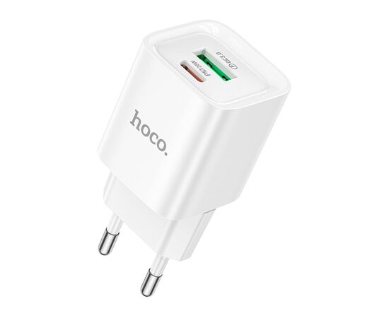 Зарядное устройство HOCO C147A Charm 1xUSB-C PD20W + 1xUSB QC3.0 White (6942007630276)