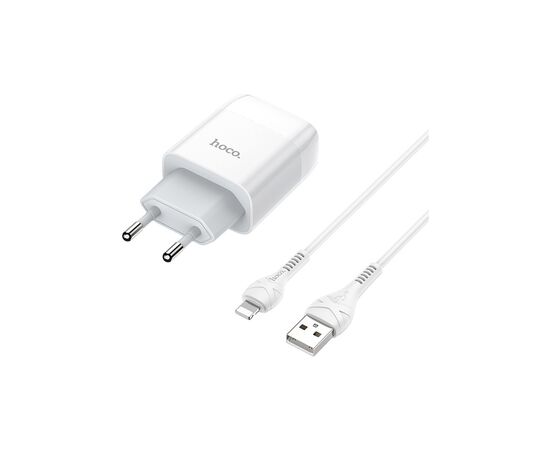 Зарядное устройство HOCO C72A Glorious USB + cable Lightning 10.5W White (6931474712998), изображение 2 Зарядное устройство HOCO C72A Glorious USB + cable Lightning 10.5W White (6931474712998), изображение 2