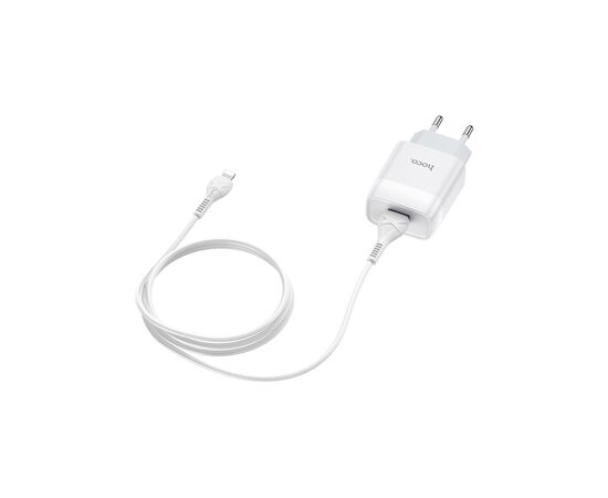 Зарядное устройство HOCO C72A Glorious USB + cable Lightning 10.5W White (6931474712998), изображение 3 Зарядное устройство HOCO C72A Glorious USB + cable Lightning 10.5W White (6931474712998), изображение 3
