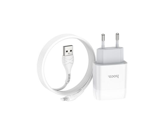 Зарядное устройство HOCO C72A Glorious USB + cable Lightning 10.5W White (6931474712998), изображение 5 Зарядное устройство HOCO C72A Glorious USB + cable Lightning 10.5W White (6931474712998), изображение 5