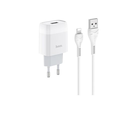 Зарядное устройство HOCO C72A Glorious USB + cable Lightning 10.5W White (6931474712998)