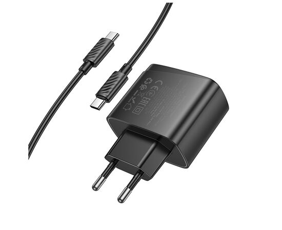 Зарядное устройство HOCO CS63A Bright 1xUSB-C PD65W + 1xUSB QC3.0 + cable USB-C to USB-C Black (6942007638487), изображение 6 Зарядное устройство HOCO CS63A Bright 1xUSB-C PD65W + 1xUSB QC3.0 + cable USB-C to USB-C Black (6942007638487), изображение 6