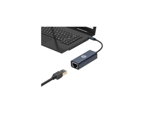Адаптер USB 3.1 USB-C to RJ45 Ethernet 1000Mbps blue HP (DHC-CT208), изображение 2 Адаптер USB 3.1 USB-C to RJ45 Ethernet 1000Mbps blue HP (DHC-CT208), изображение 2