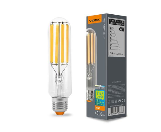 Лампочка Videx LED Filament T38F 24W E27 5000K (VL-T38F-24275), изображение 3 Лампочка Videx LED Filament T38F 24W E27 5000K (VL-T38F-24275), изображение 3