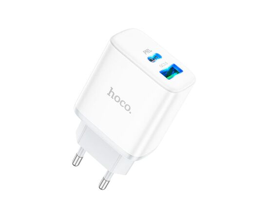 Зарядное устройство HOCO C105A Stage 1xUSB-C PD20W + 1xUSB QC3.0 + cable USB-C to USB-C White (6931474782922), изображение 6