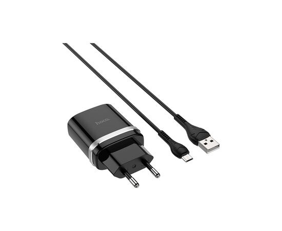 Зарядное устройство HOCO C12Q Smart USB QC3.0 + cable Micro 18W Black (6931474716279), изображение 2