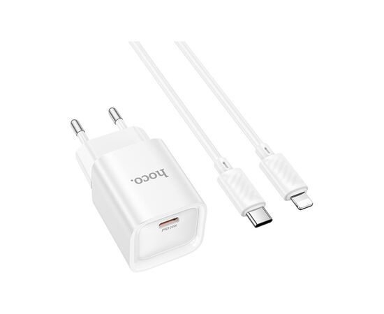 Зарядное устройство HOCO C146A Charm USB-C PD20W + cable USB-C to Lightning White (6942007630252), изображение 2 Зарядное устройство HOCO C146A Charm USB-C PD20W + cable USB-C to Lightning White (6942007630252), изображение 2