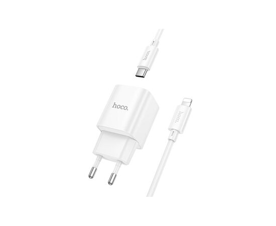 Зарядное устройство HOCO C146A Charm USB-C PD20W + cable USB-C to Lightning White (6942007630252), изображение 4 Зарядное устройство HOCO C146A Charm USB-C PD20W + cable USB-C to Lightning White (6942007630252), изображение 4
