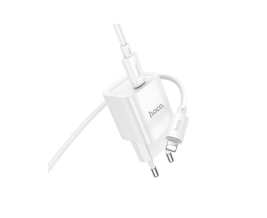 Зарядное устройство HOCO C146A Charm USB-C PD20W + cable USB-C to Lightning White (6942007630252), изображение 5 Зарядное устройство HOCO C146A Charm USB-C PD20W + cable USB-C to Lightning White (6942007630252), изображение 5