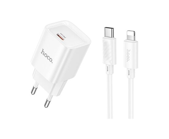 Зарядное устройство HOCO C146A Charm USB-C PD20W + cable USB-C to Lightning White (6942007630252)