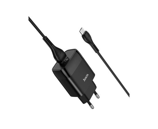 Зарядное устройство HOCO C72Q Glorious USB QC3.0 + cable USB to Micro 5P 18W Black (6931474732521), изображение 2 Зарядное устройство HOCO C72Q Glorious USB QC3.0 + cable USB to Micro 5P 18W Black (6931474732521), изображение 2