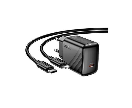 Зарядное устройство HOCO CS24A Puerto USB-C PD25W + cable USB-C to Lightning Black (6942007639767), изображение 2 Зарядное устройство HOCO CS24A Puerto USB-C PD25W + cable USB-C to Lightning Black (6942007639767), изображение 2