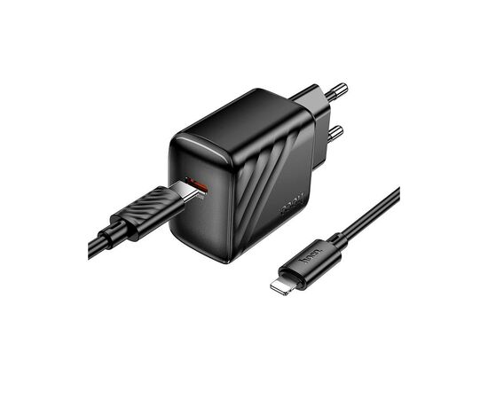 Зарядное устройство HOCO CS24A Puerto USB-C PD25W + cable USB-C to Lightning Black (6942007639767), изображение 3 Зарядное устройство HOCO CS24A Puerto USB-C PD25W + cable USB-C to Lightning Black (6942007639767), изображение 3