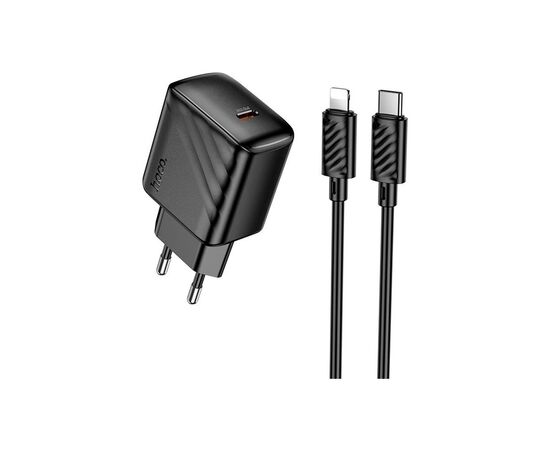 Зарядное устройство HOCO CS24A Puerto USB-C PD25W + cable USB-C to Lightning Black (6942007639767)