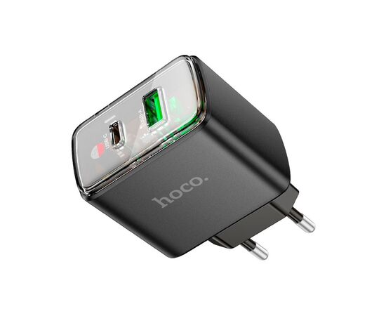 Зарядное устройство HOCO CS42A Smart 1xUSB-C PD30W + 1xUSB QC3.0 Black (6942007620765), изображение 3 Зарядное устройство HOCO CS42A Smart 1xUSB-C PD30W + 1xUSB QC3.0 Black (6942007620765), изображение 3